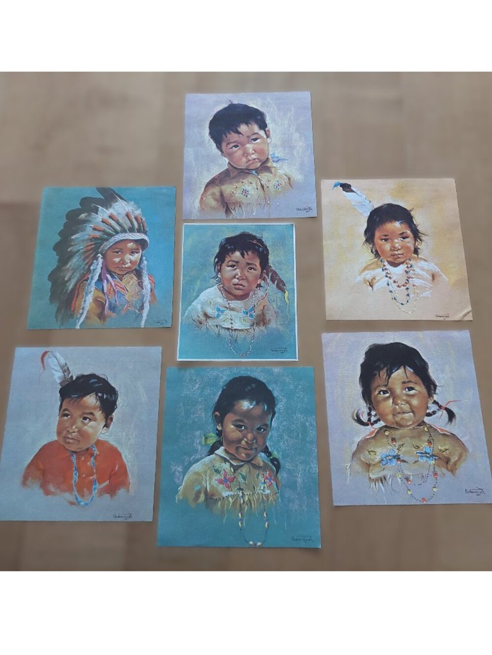 Vintage 60s 70s Dorothy Oxborough Canada Print Lot First Native Children Lot